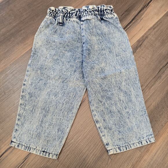 Vintage Cutecumber 80s Acid Wash Girls Baby Blue White Jeans Pants Pockets 18 Mo - Picture 2 of 5